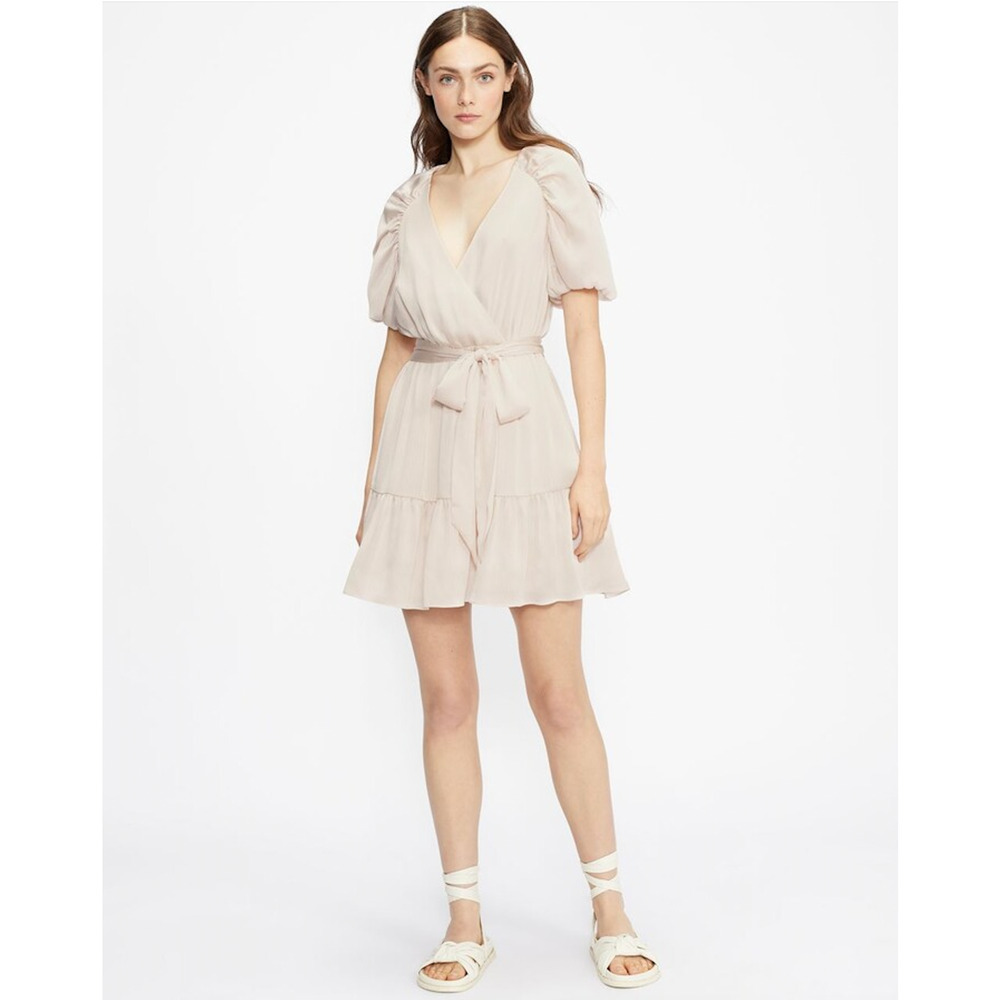 NWT Ted Baker Puff Sleeve Faux Wrap Dress Size 2
